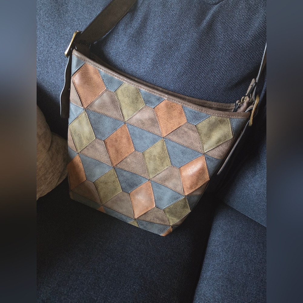 Vegan Leather Patchwork Crossbody Bag